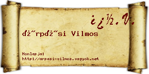 Árpási Vilmos névjegykártya